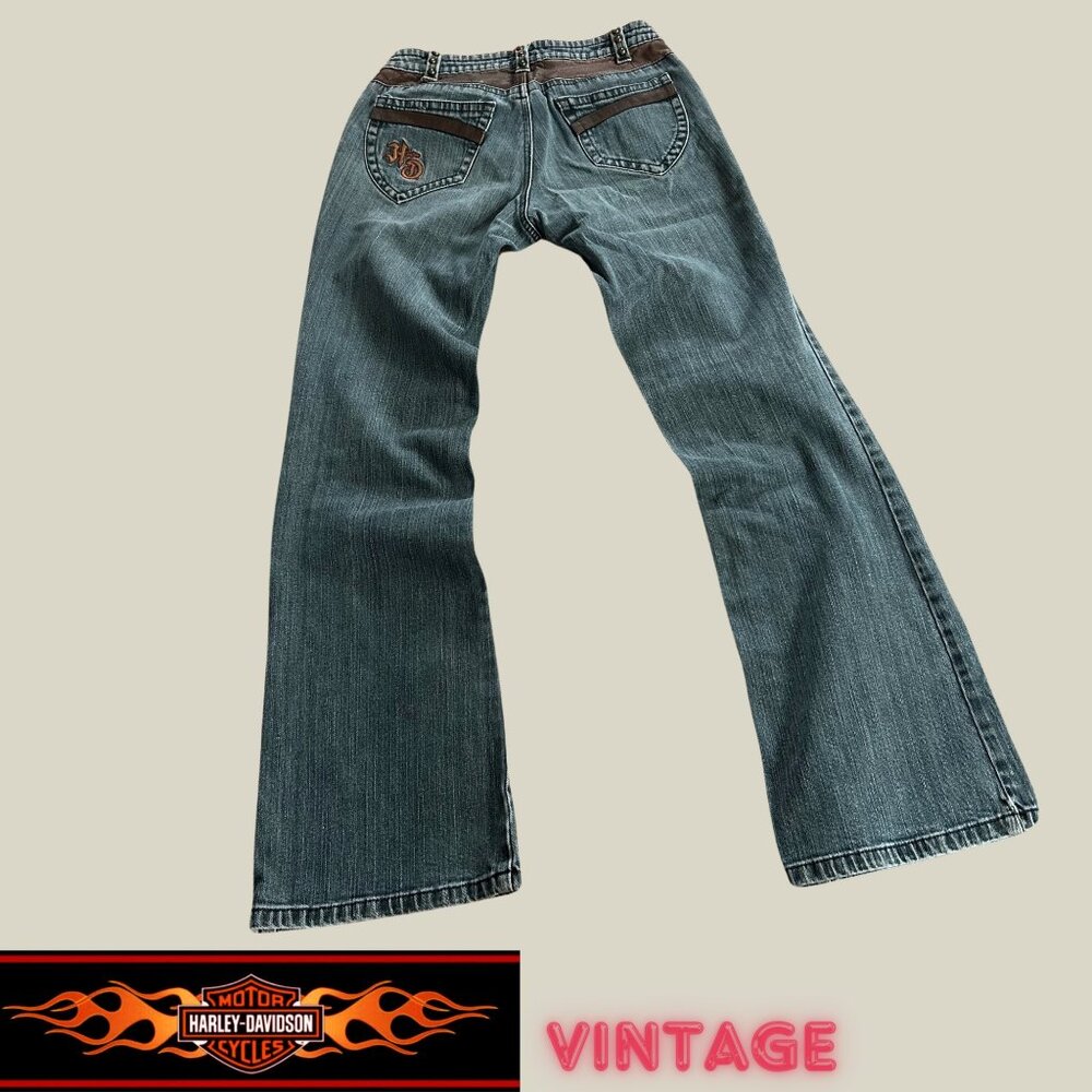 vintage Harley Davidson one of a kind low rise bootcut jeans (0)